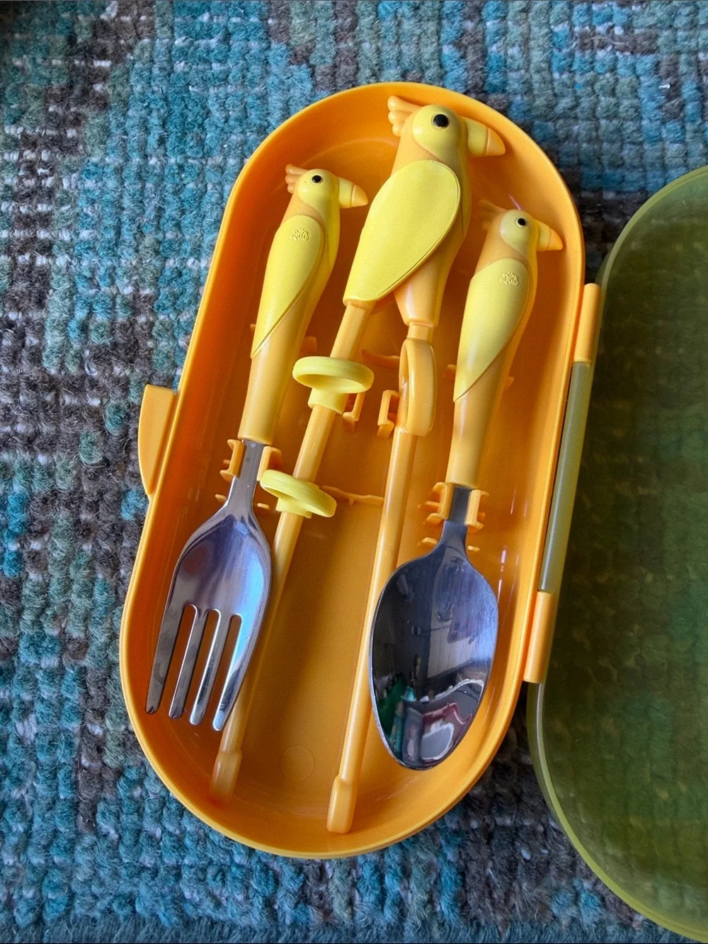 One set of Yellow Parrot Children's Cutlery Set with Carrying Case ~ Target
